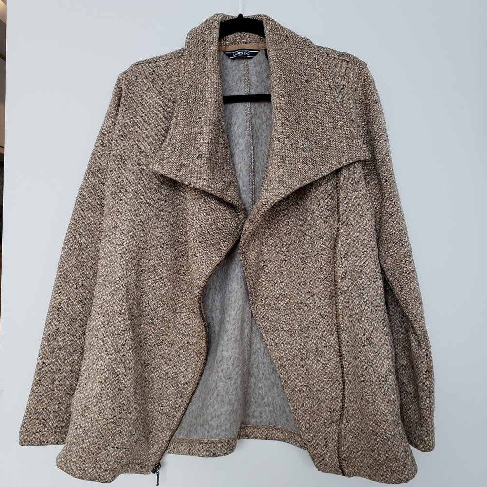 Land's End Textured Knit Asymmetrical Jacket